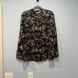 Vince Black Eden blouse with Mandarin Collar